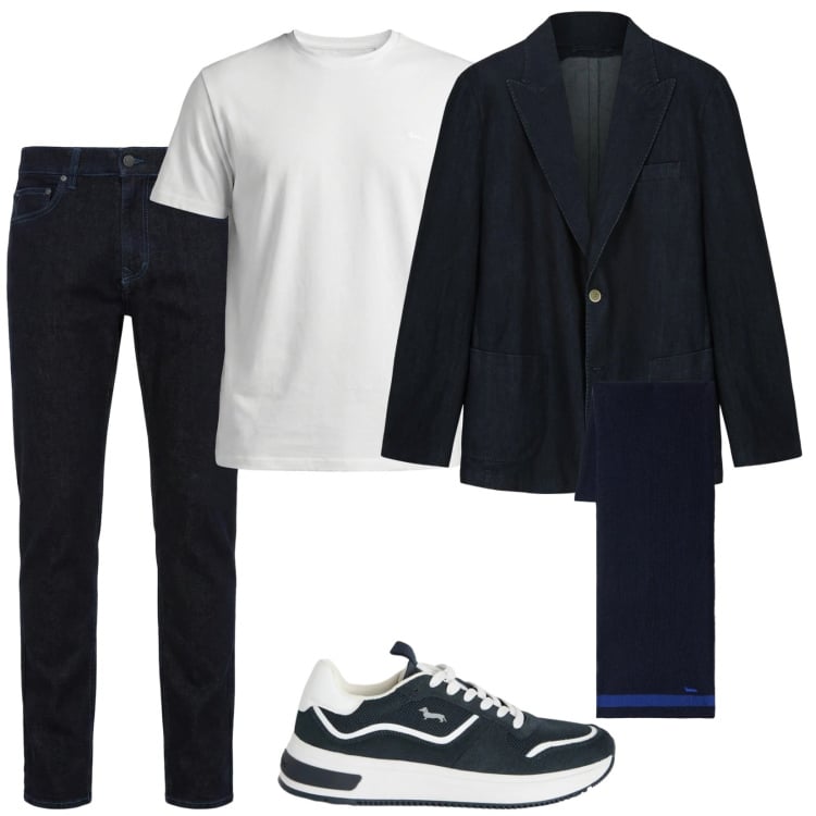 Outfit uomo - Semplicemente alla moda. Stile Trendy per Serata speciale. Abbinamento con sneakers, t-shirt, jeans, sciarpe, giacche.