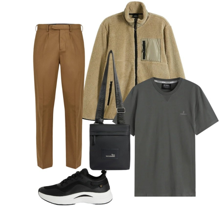 Outfit uomo - Total look #2349292. Stile Casual per Tutti i giorni. Abbinamento con giacche sportive, borse sportive, sneakers, t-shirt, pantaloni.