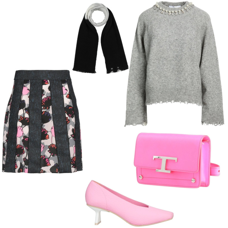 Outfit donna - Total look #2349299. Stile Glamour per Serata fuori. Abbinamento con minigonne, décolleté, pullovers, marsupi, sciarpe.