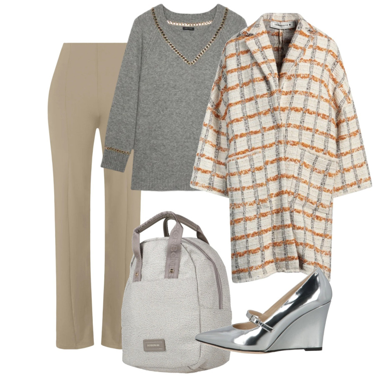 Outfit donna - Chic a marzo. Stile Chic per Tutti i giorni. Abbinamento con décolleté, zaini, cappotti, maglieria, pantaloni skinny.