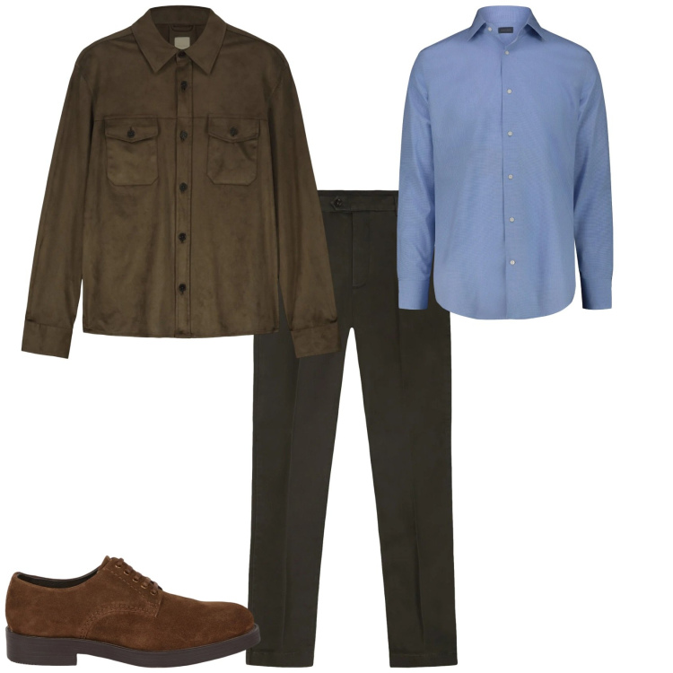 Outfit uomo - Trendy ufficio tempo libero. Stile Trendy per Ufficio. Abbinamento con scarpe stringate, giacche, camicie, pantaloni chino.