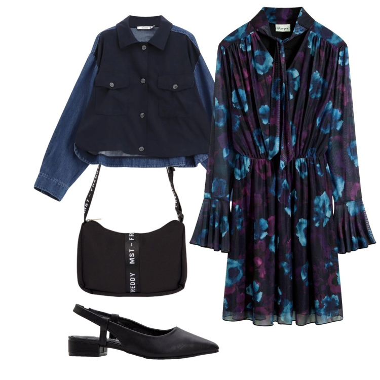 Outfit donna - Total look. Stile Bon Ton per Tutti i giorni. Abbinamento con vestiti, décolleté, borse a tracolla, blazer.