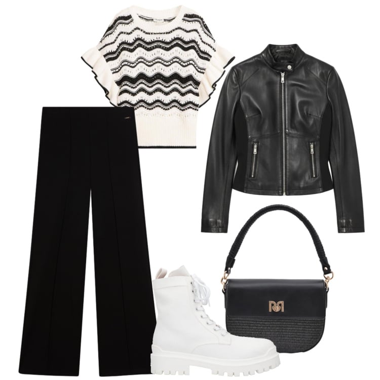 Outfit donna - City time con stile. Stile Sporty chic per Tutti i giorni. Abbinamento con stivaletti, t-shirt, borse a spalla, giacche, pantaloni.