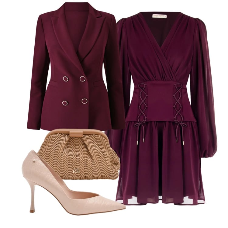 Outfit donna - Cerimonia. Stile Chic per Tutti i giorni. Abbinamento con pochette, décolleté, vestiti a tubino, blazer.