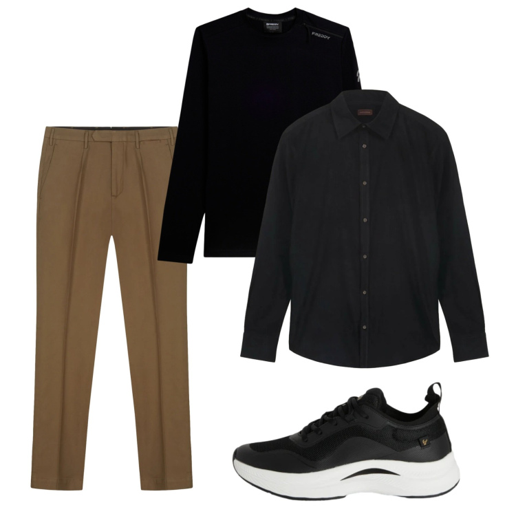 Outfit uomo - Febbraio. Stile Casual per Tutti i giorni. Abbinamento con t-shirt, sneakers, camicie, pantaloni.
