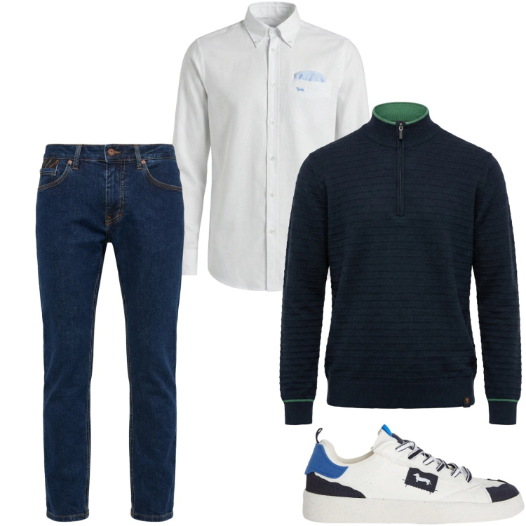Outfit uomo - Total look #2349360. Stile Casual per Tutti i giorni. Abbinamento con sneakers, camicie, maglieria, jeans.