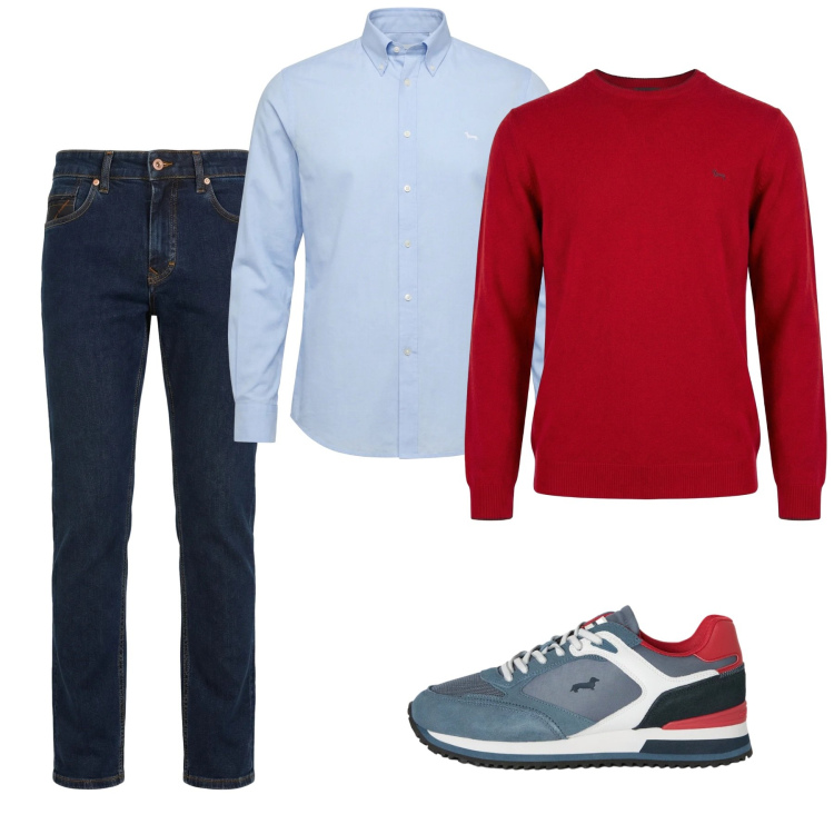 Outfit uomo - Febbraio. Stile Casual per Tutti i giorni. Abbinamento con sneakers, jeans, pullovers, camicie.