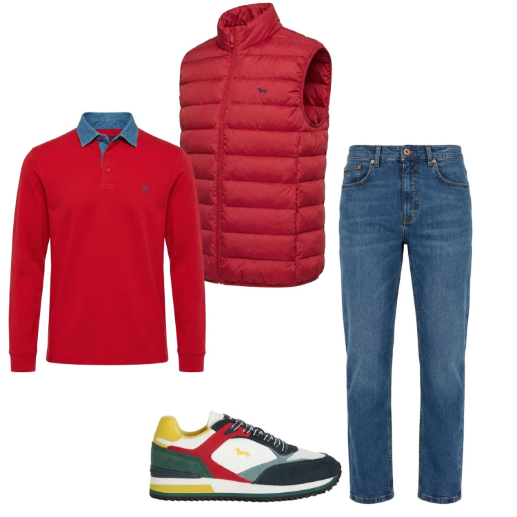 Outfit uomo - Total look #2349389. Stile Trendy per Tutti i giorni. Abbinamento con polo, sneakers, jeans, piumini.