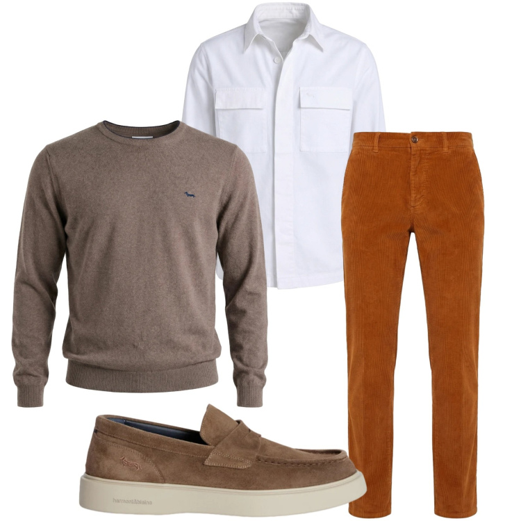 Outfit uomo - Total look #2349410. Stile Casual per Tutti i giorni. Abbinamento con pantaloni chino, pullovers, scarpe stringate, cappotti.
