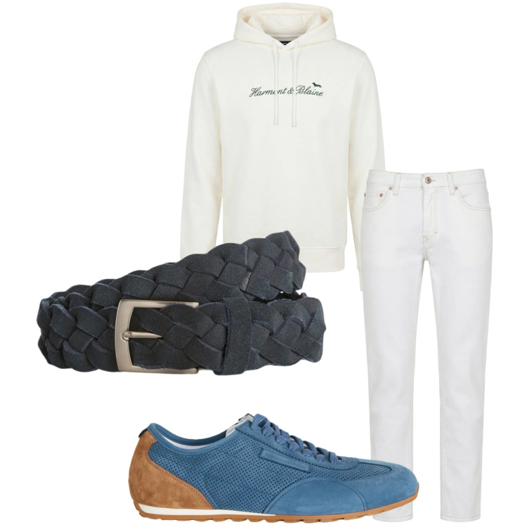 Outfit uomo - Total look #2349423. Stile Casual per Tutti i giorni. Abbinamento con sneakers, jeans, felpe con cappuccio, cinture.