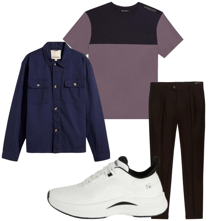 Outfit uomo - Total look #2349445. Stile Casual per Tutti i giorni. Abbinamento con giacche, sneakers, t-shirt, pantaloni.