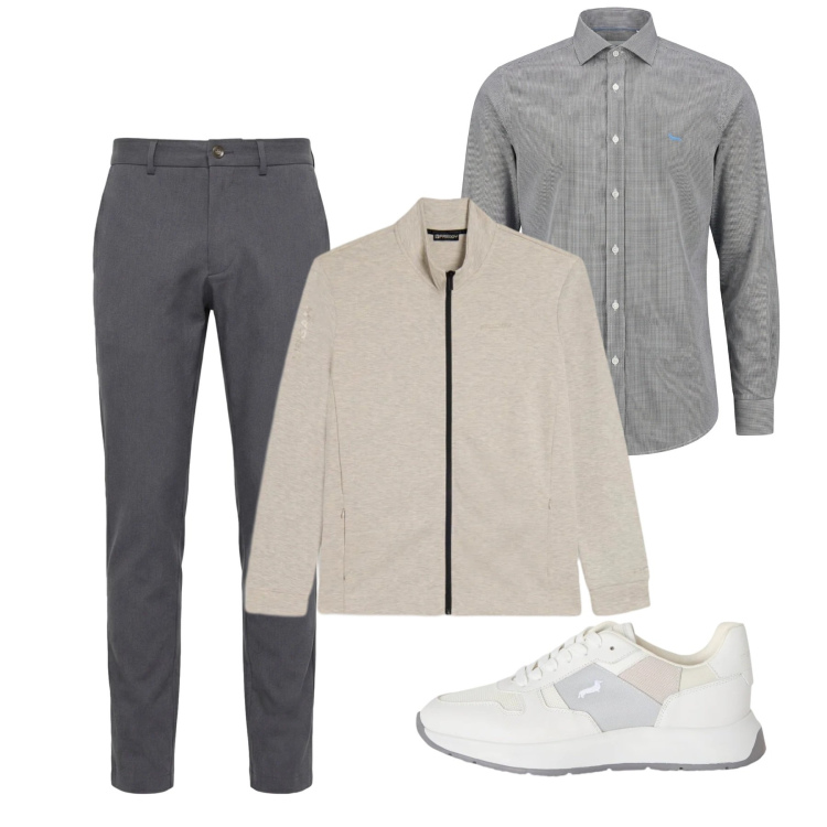 Outfit uomo - Neutri febbraio. Stile Casual per Tutti i giorni. Abbinamento con pantaloni chino, sneakers, camicie, felpe.