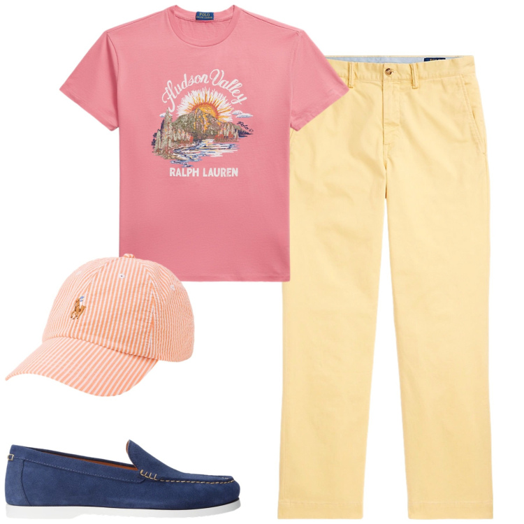 Outfit uomo - Marzo. Stile Urban per Tutti i giorni. Abbinamento con pantaloni, t-shirt, scarpe stringate, cappelli con visiera.