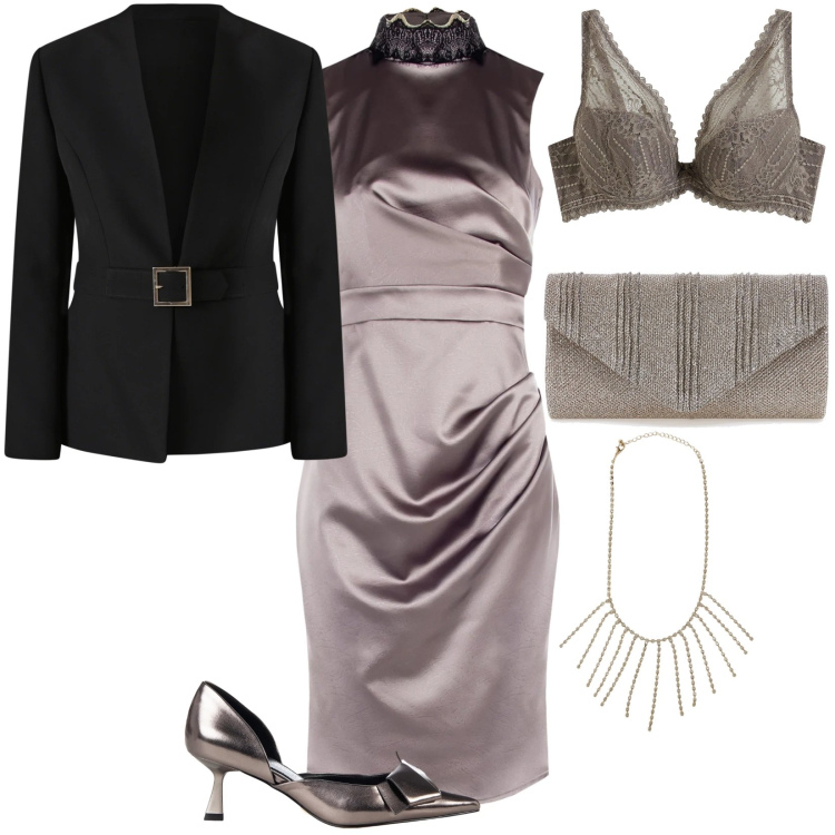 Outfit donna - Glamour serata. Stile Chic per Cerimonia. Abbinamento con reggiseni, collane, vestiti a tubino, blazer, décolleté, clutch.