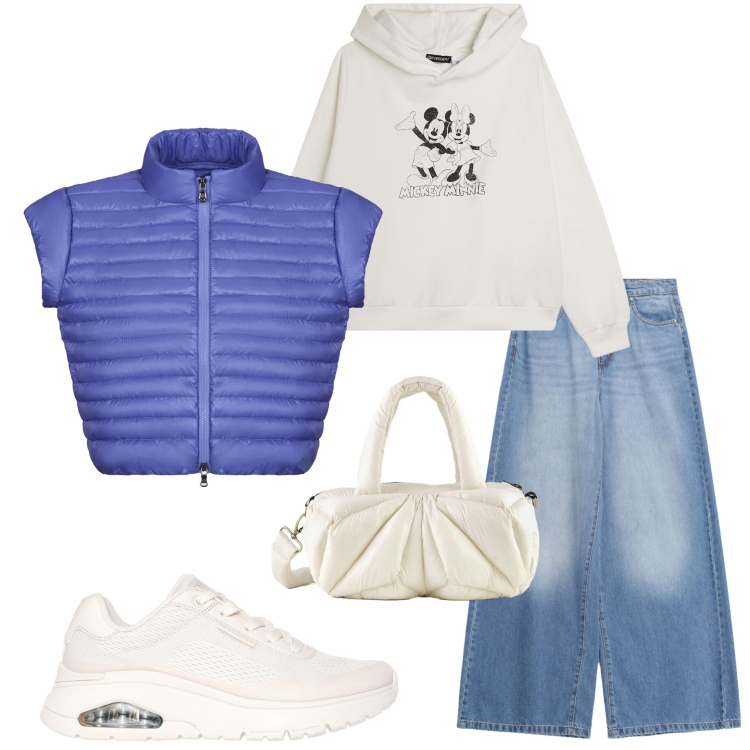 Outfit donna - Gorpgore metropolitano. Stile Casual chic per Tutti i giorni. Abbinamento con jeans, felpe con cappuccio, blazer, borse a mano, sneakers.