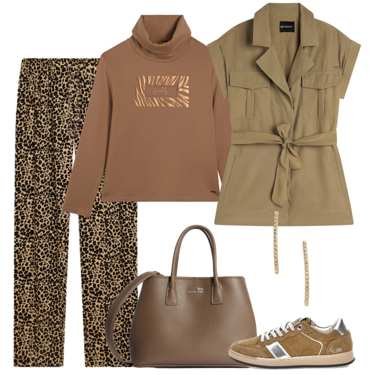 Outfit donna - Gorpcore. Stile Sporty chic per Tutti i giorni. Abbinamento con borse a tracolla, felpe, pantaloni, trench, orecchini, sneakers.
