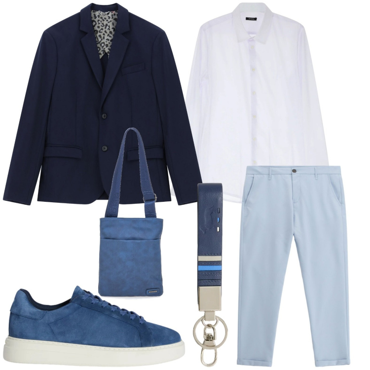 Outfit uomo - Weekend fashion. Stile Trendy per Tutti i giorni. Abbinamento con sneakers, portachiavi, pantaloni, camicie, giacche, portafogli.