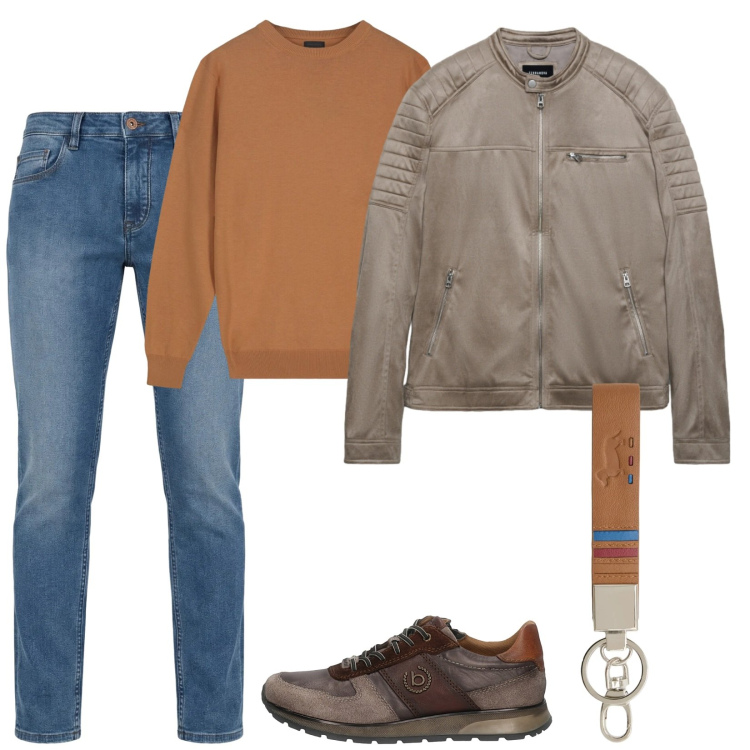 Outfit uomo - My boy. Stile Casual per Tutti i giorni. Abbinamento con jeans, portachiavi, giacche, maglieria, sneakers.