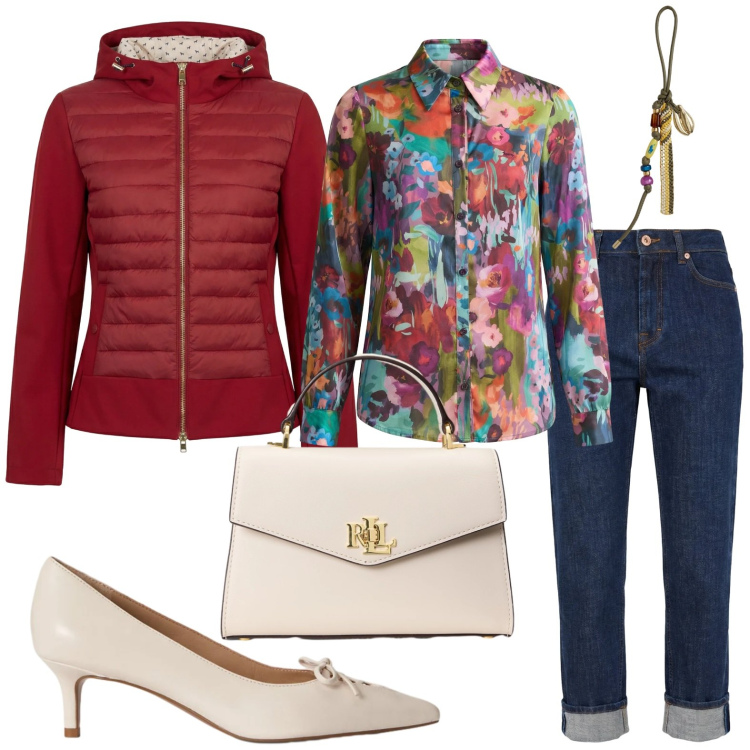 Outfit donna - Mediterranean Glow - Harmont & Blaine. Stile Minimal per Tutti i giorni. Abbinamento con camicie, jeans, giacche, borse a mano, braccialetti, décolleté.