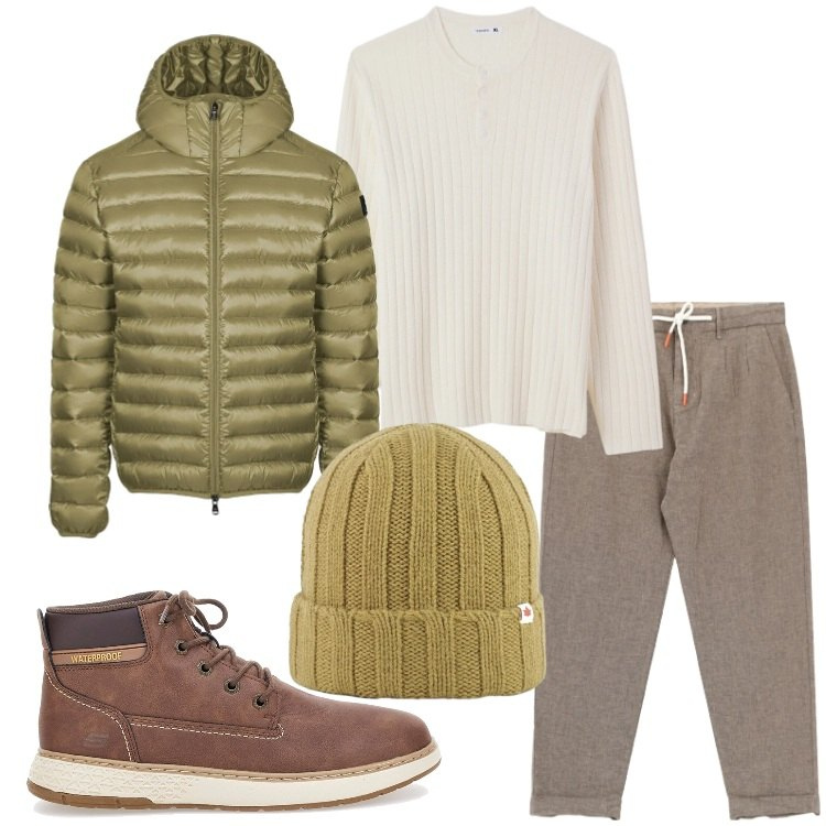 Outfit uomo - Marzo freddo. Stile Casual per Tutti i giorni. Abbinamento con pantaloni, maglieria, berretti, bomber, stivali e stivaletti.