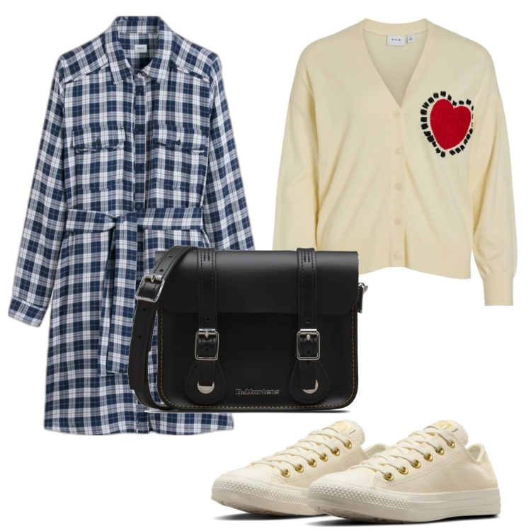 Outfit mujer - Urban look. Estilo Urban para Todos los días. Combinación con vestidos camiseros, bandoleras, sneakers, cárdigans.