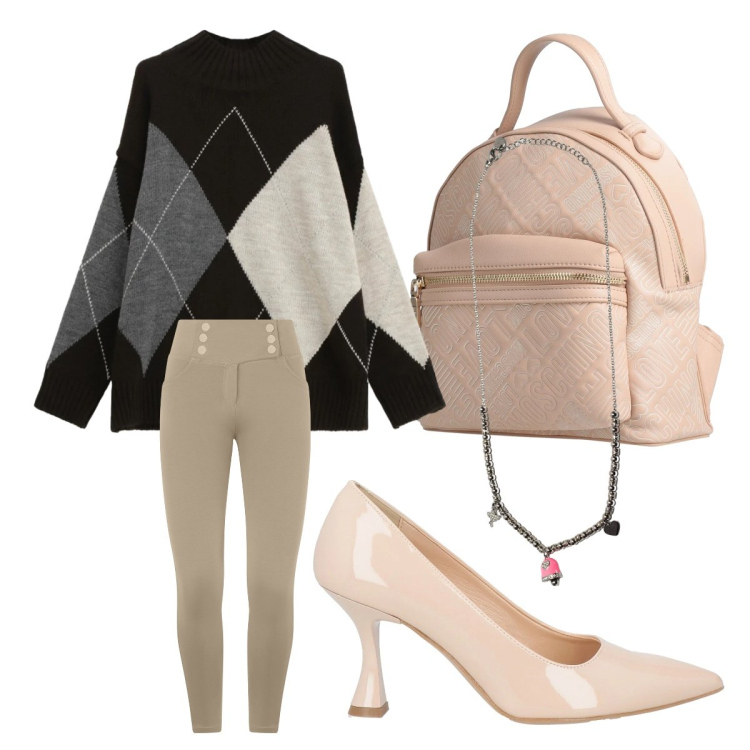 Outfit donna - Soft pink giocoso e luminoso. Stile Sporty chic per Tutti i giorni. Abbinamento con zaini, décolleté, pullovers, pantaloni skinny, ciondoli.
