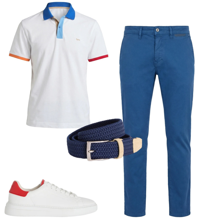 Outfit uomo - Lifestyle mediterraneo. Stile Urban per Tutti i giorni. Abbinamento con pantaloni, cinture, sneakers, polo.