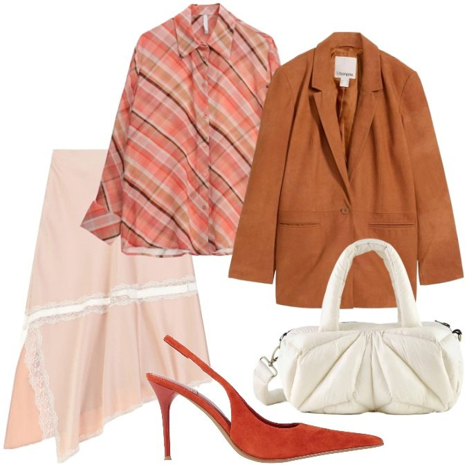 Outfit donna - Blazer di primavera - @Laloba. Stile Chic per Ufficio. Abbinamento con décolleté, blazer, gonne longuette, camicie, borse a mano.