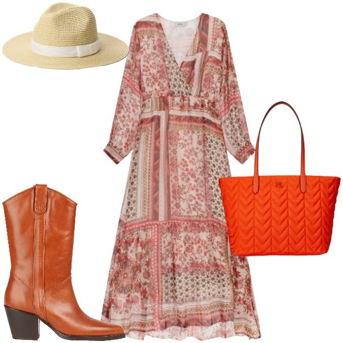 Outfit donna - Marzo boho. Stile Boho per Tutti i giorni. Abbinamento con stivaletti texani, vestiti lunghi, borse tote, cappelli.