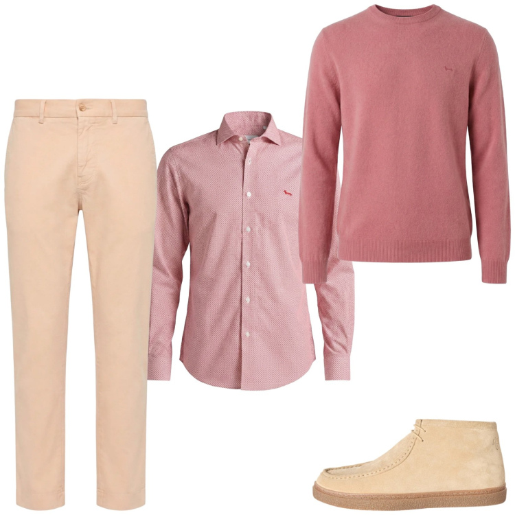 Outfit uomo - Total look #2349867. Stile Trendy per Serata speciale. Abbinamento con stivali e stivaletti, pullovers, pantaloni chino, camicie.