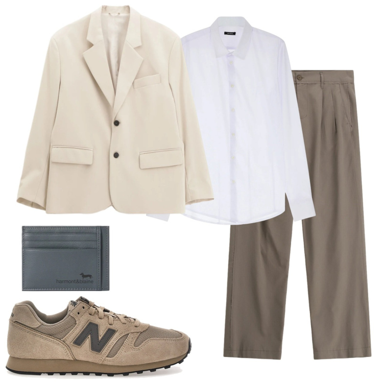 Outfit uomo - Panna e nocciola. Stile Trendy per Tutti i giorni. Abbinamento con portafogli, giacche, camicie, pantaloni, sneakers.
