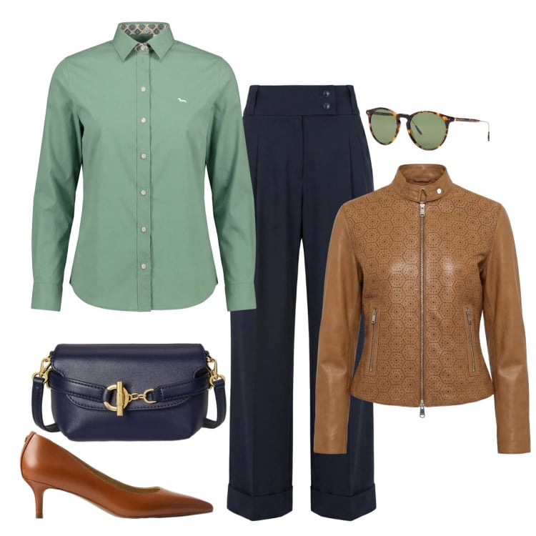 Outfit donna - Mediterranean Glow - Harmont & Blaine. Stile Bon Ton per Tutti i giorni. Abbinamento con giacche, pantaloni, camicie, occhiali da sole, décolleté, borse a tracolla.