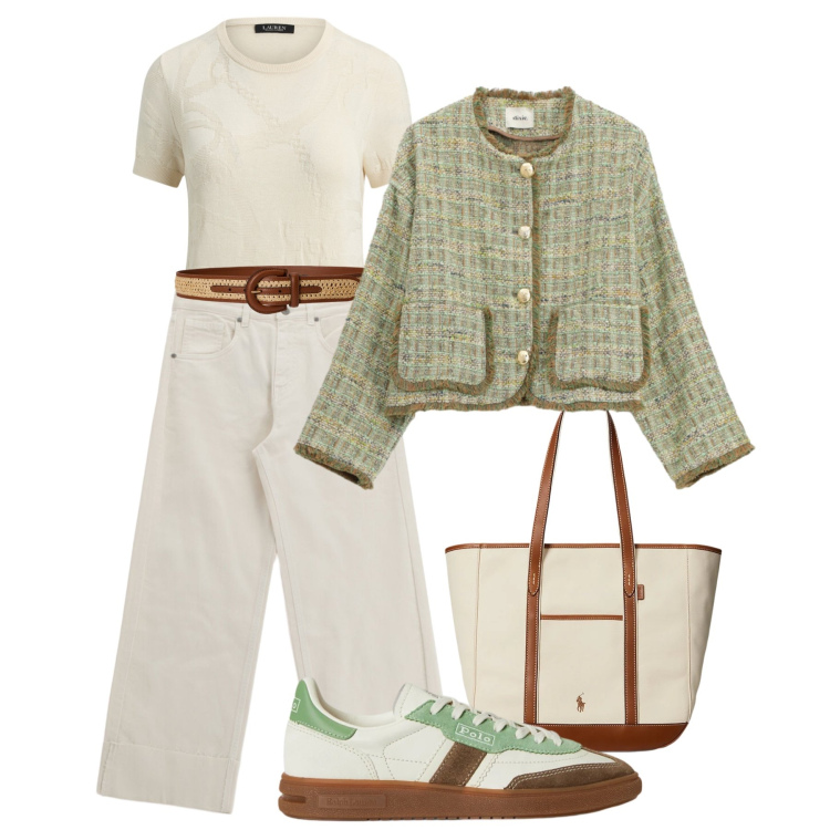 Outfit donna - Blazer in tweed - @Laloba. Stile Sporty chic per Tutti i giorni. Abbinamento con blazer, jeans, borse tote, sneakers, t-shirt, cinture.