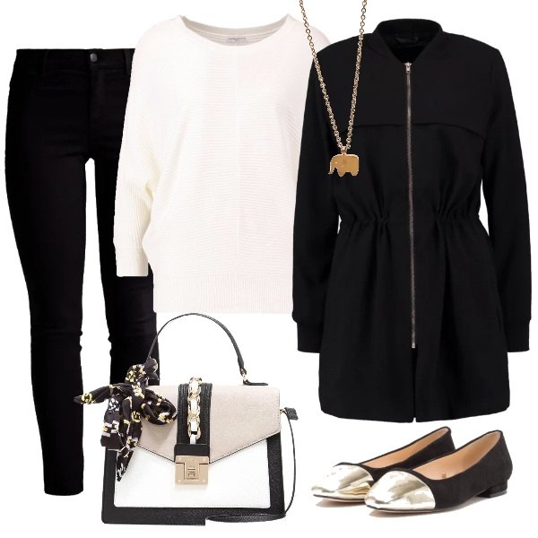 Outfit donna - Oro quotidiano. Stile Basic per Ufficio.