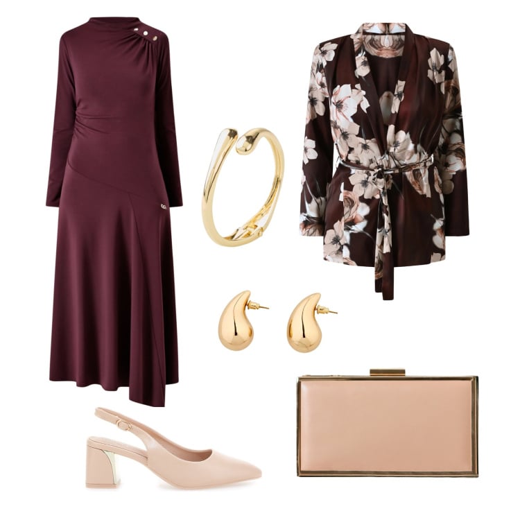 Outfit donna - Total look #2350005. Stile Romantica per Serata fuori. Abbinamento con orecchini, braccialetti, pochette, vestiti midi/longuette, cappotti, décolleté.