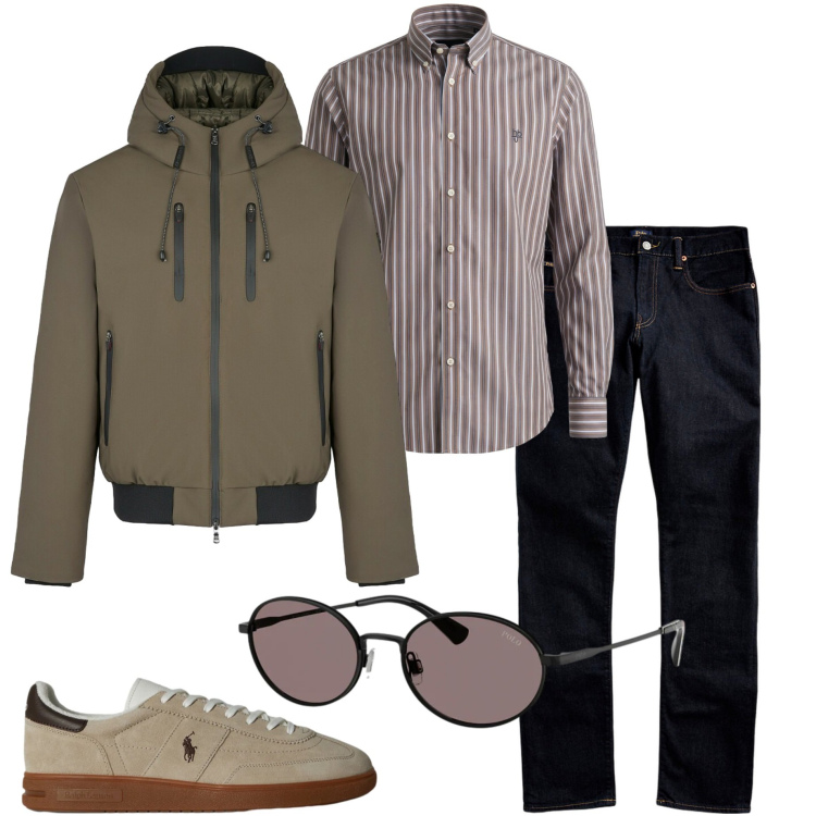 Outfit uomo - Urban style. Stile Urban per Tutti i giorni. Abbinamento con camicie, giacche, jeans, occhiali da sole, sneakers.