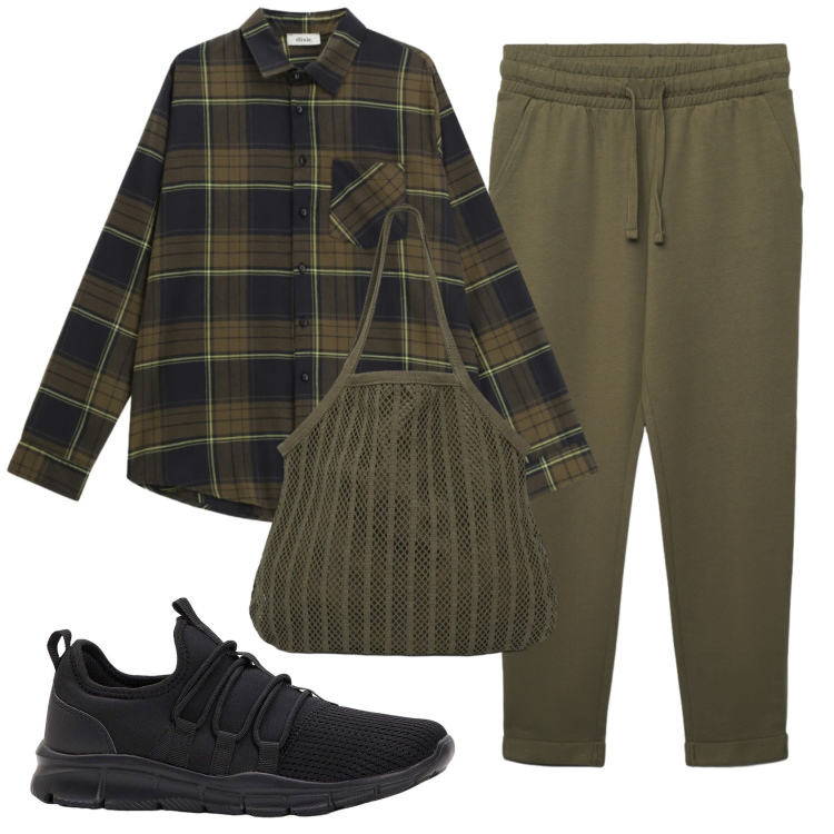 Outfit donna - Total look #2350061. Stile Basic per Tutti i giorni. Abbinamento con sneakers, pantaloni, shopping bag, camicie.