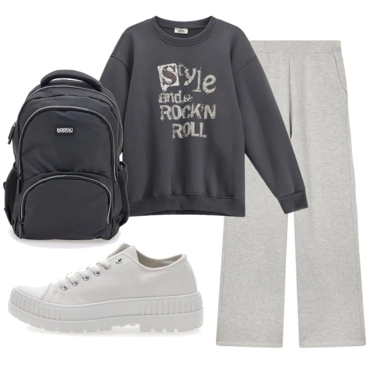 Outfit donna - Total look #2350077. Stile Casual per Tutti i giorni. Abbinamento con pantaloni, felpe, sneakers, zaini.