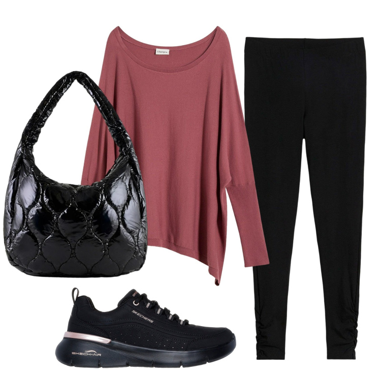 Outfit donna - Total look #2350111. Stile Basic per Tutti i giorni. Abbinamento con leggings, maglieria, borse tote, sneakers.