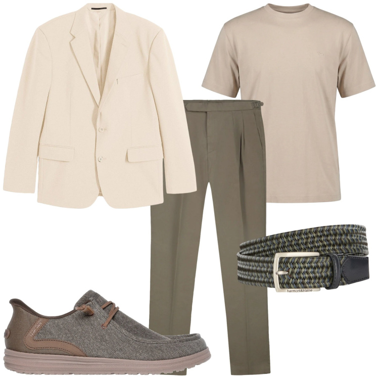 Outfit uomo - Il blazer leggero. Stile Casual per Tutti i giorni. Abbinamento con giacche, t-shirt, cinture, scarpe stringate, pantaloni.