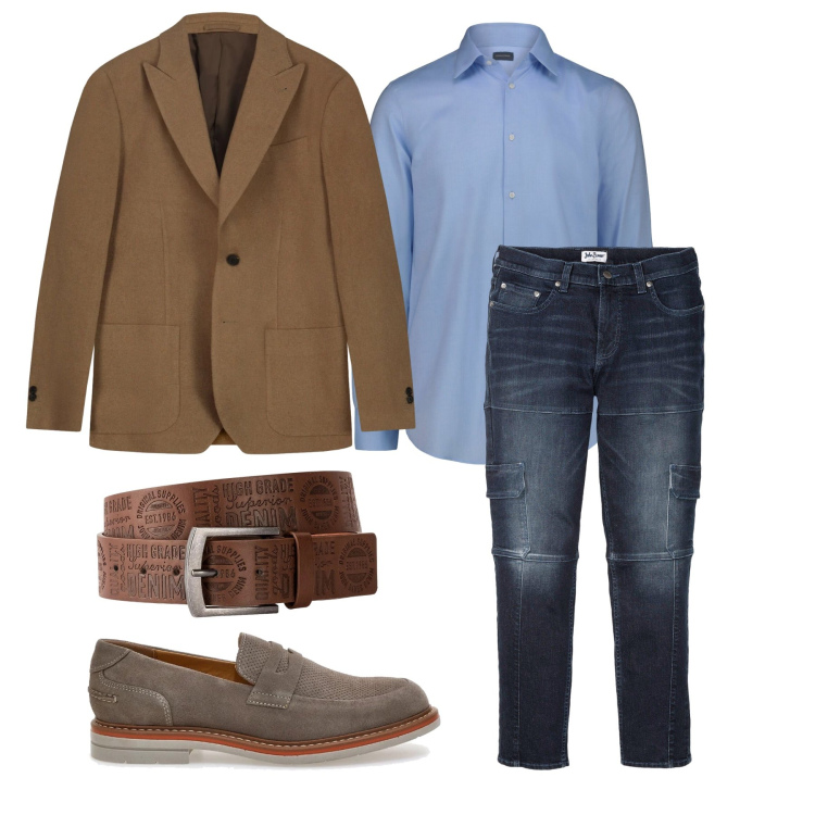 Outfit uomo - Marzo. Stile Trendy per Tutti i giorni. Abbinamento con jeans slim fit, cinture, scarpe stringate, giacche, camicie.