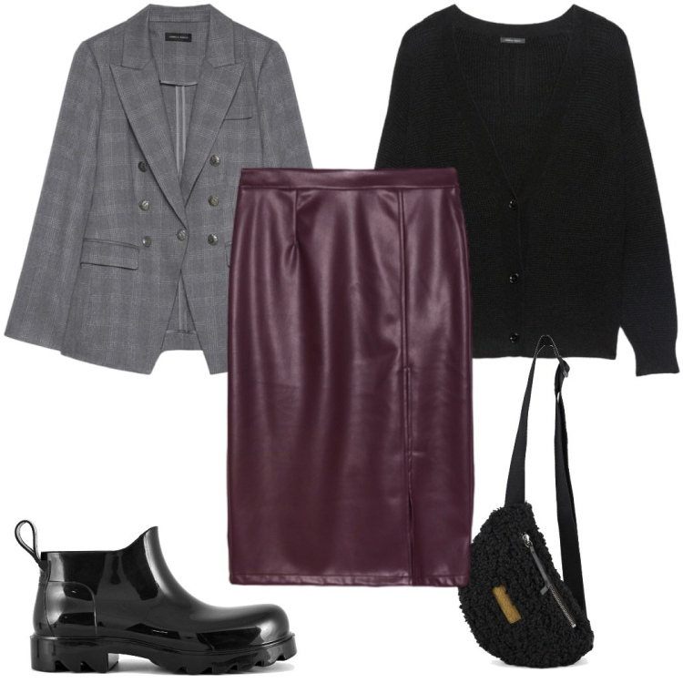 Outfit donna - Total look #2350254. Stile Casual per Tutti i giorni. Abbinamento con blazer, gonne longuette, cardigans, stivali, marsupi.