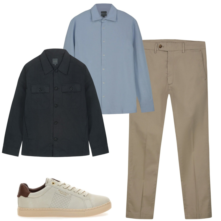 Outfit uomo - Marzo. Stile Urban per Tutti i giorni. Abbinamento con pantaloni chino, sneakers, polo, cappotti.