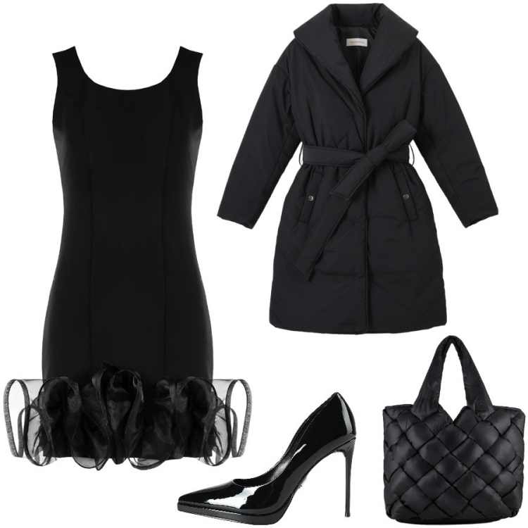 Outfit donna - Total look #2350326. Stile Chic per Serata fuori. Abbinamento con décolleté, piumini, vestiti a tubino, borse tote.