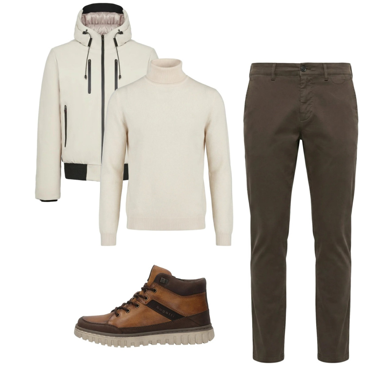 Outfit uomo - Total look #2350388. Stile Casual per Tutti i giorni. Abbinamento con pantaloni chino, maglieria, giacche, anfibi.