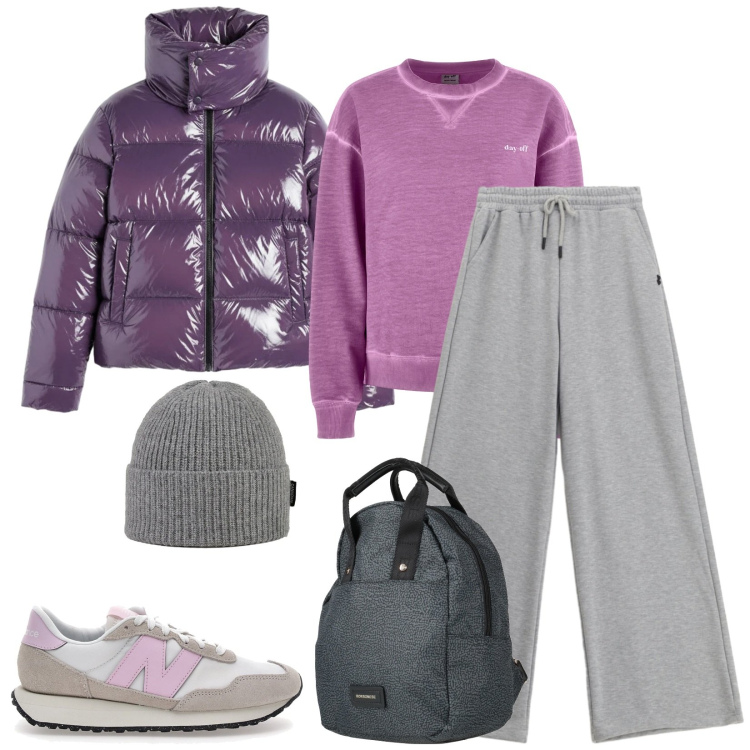 Outfit donna - Total look #2350392. Stile Sporty chic per Sport. Abbinamento con zaini, felpe, pantaloni, piumini, berretti, sneakers.