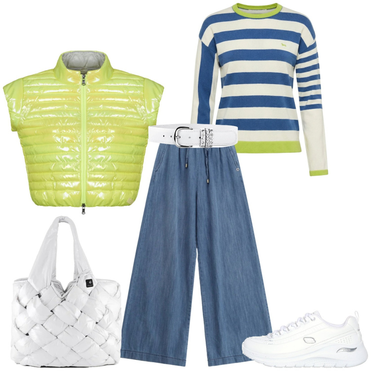 Outfit donna - Total look #2350397. Stile Casual chic per Tutti i giorni. Abbinamento con cinture, pullovers, jeans, blazer, borse tote, sneakers.