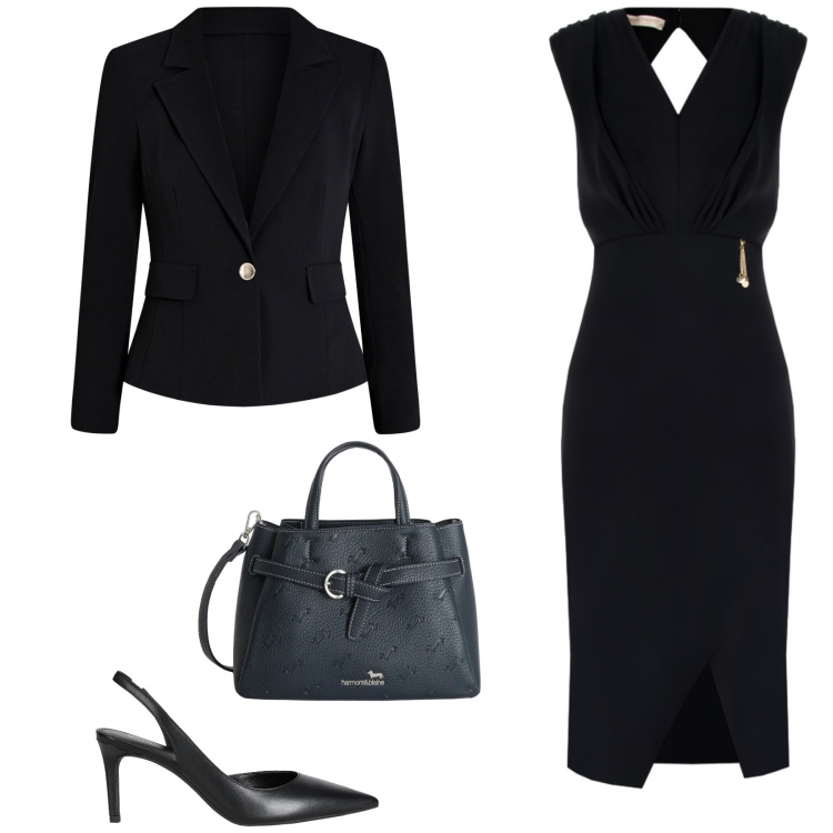 Outfit donna - Total look #2350406. Stile Minimal per Serata fuori. Abbinamento con décolleté, borse a mano, vestiti asimmetrici, blazer.