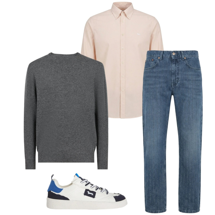 Outfit uomo - Total look #2350407. Stile Trendy per Tutti i giorni. Abbinamento con jeans, sneakers, camicie, maglieria.