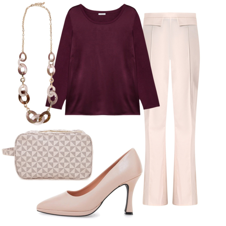 Outfit donna - Total look #2350440. Stile Glamour per Serata fuori. Abbinamento con bluse, collane, pantaloni, valigie, décolleté.